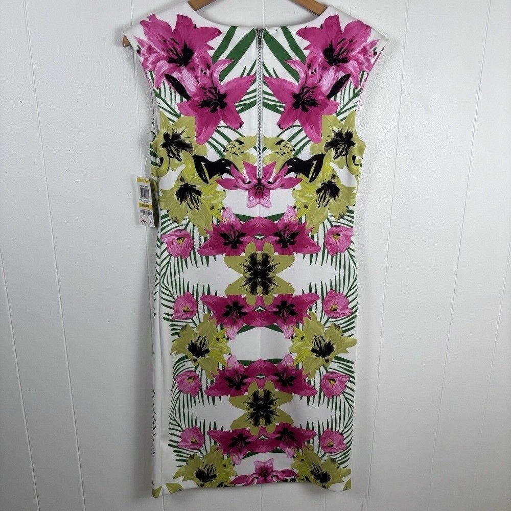 INC International Concepts Tropical Floral Midi Dress - Pink, Yellow, Green - Picture 6 of 9
